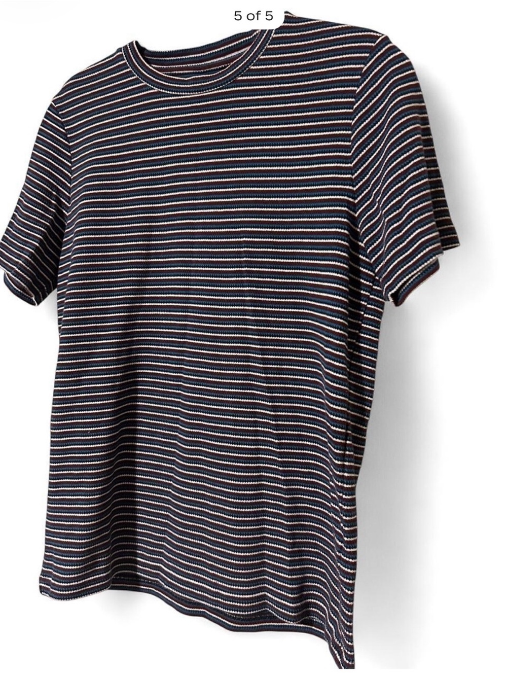 Old Navy Navy Short-Sleeve Stripe Tee with White and Rust Accents